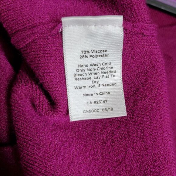 Talbots Ruffled Sleeve Round Neck Midi Knee Length Solid Mulberry Sweaterdress - Picture 8 of 8